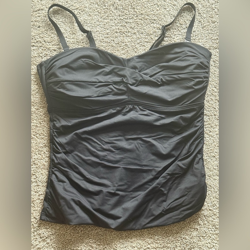 Black Ruched Swimsuit Top